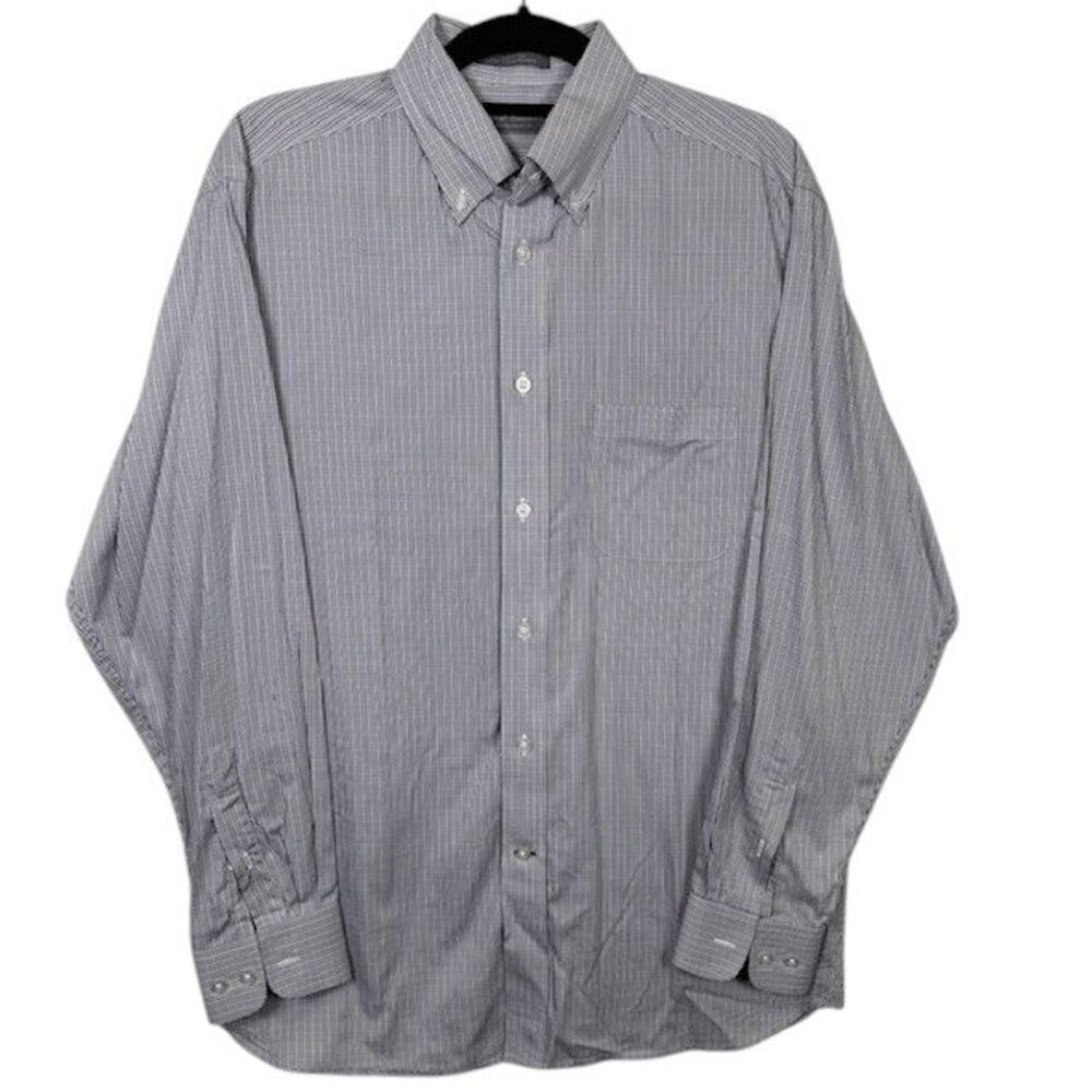 Daniel Cremieux Signature Button Down Shirt Blue Rust White Plaid Size Medium 80